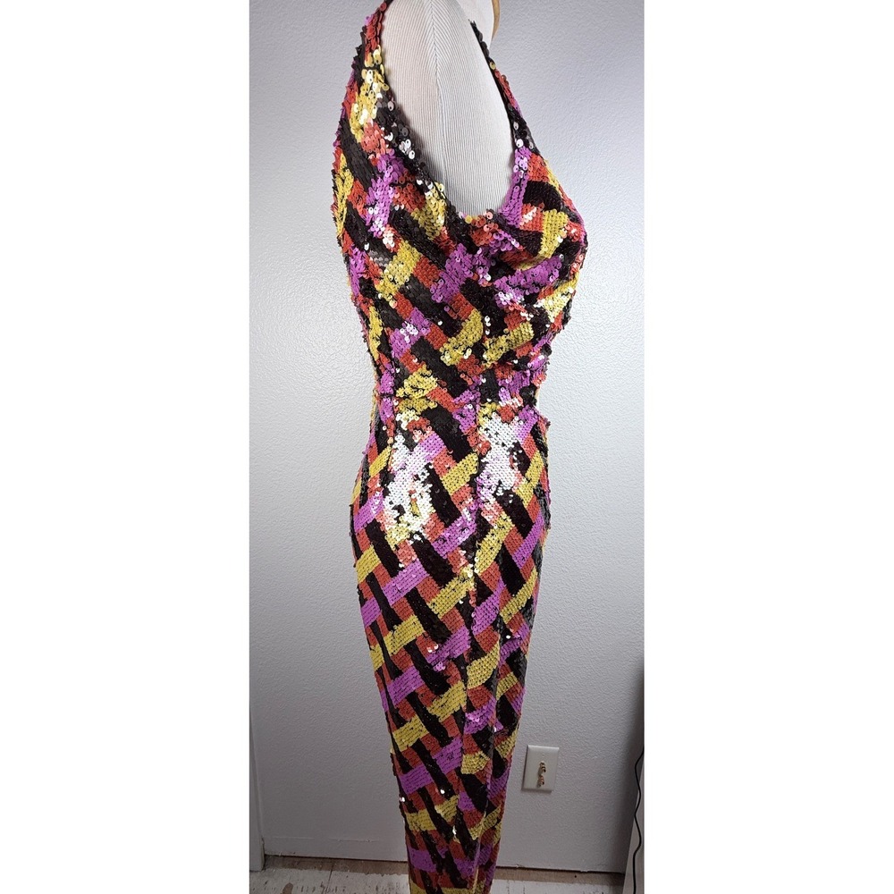 Nasty Gal Sequin Cut Out Flare Jumpsuit Womens Size 4 - Picture 6 of 9